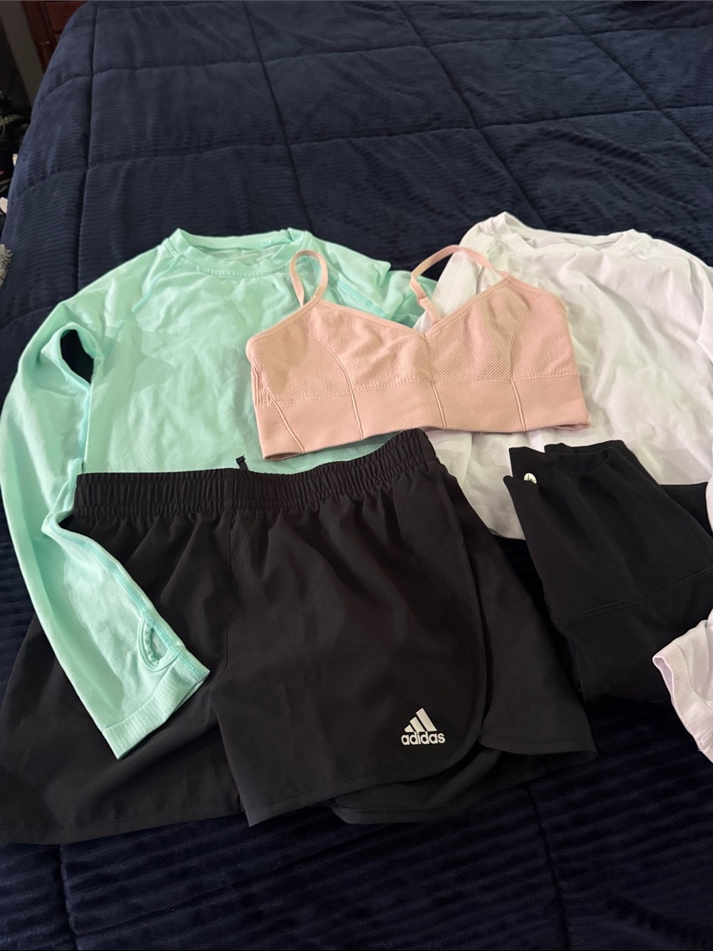 adidas Black Athletic Shorts with Light Pink Bralette